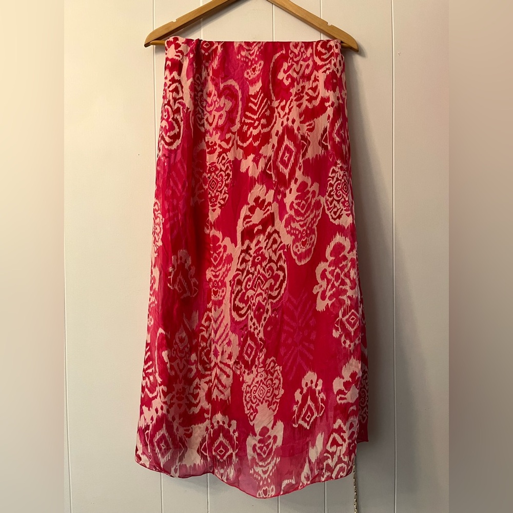 NWT Rosemarine Silk Blend Flowy Maxi Dress Belt Pink Patterned Italy Fuchsia new - Picture 8 of 12